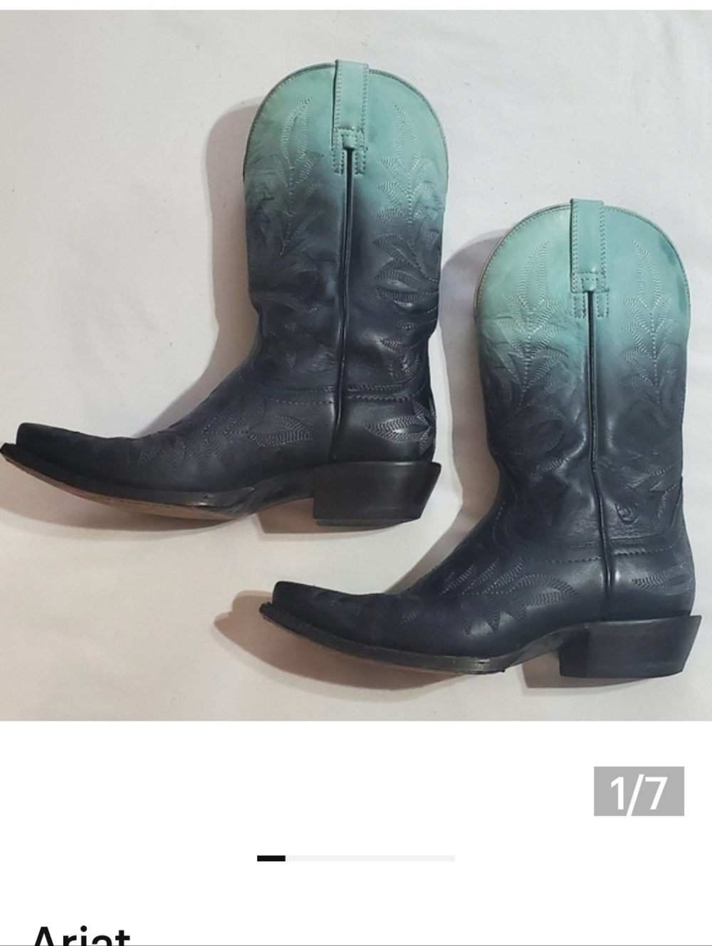 Ariat Leather Ombre Cowboy Boots In Blue And Teal. Sz 6B.